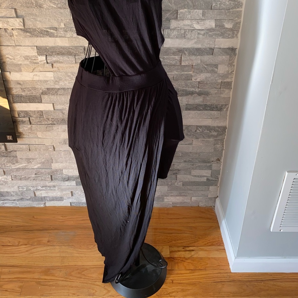 Asymmetric Black high low cut out dress